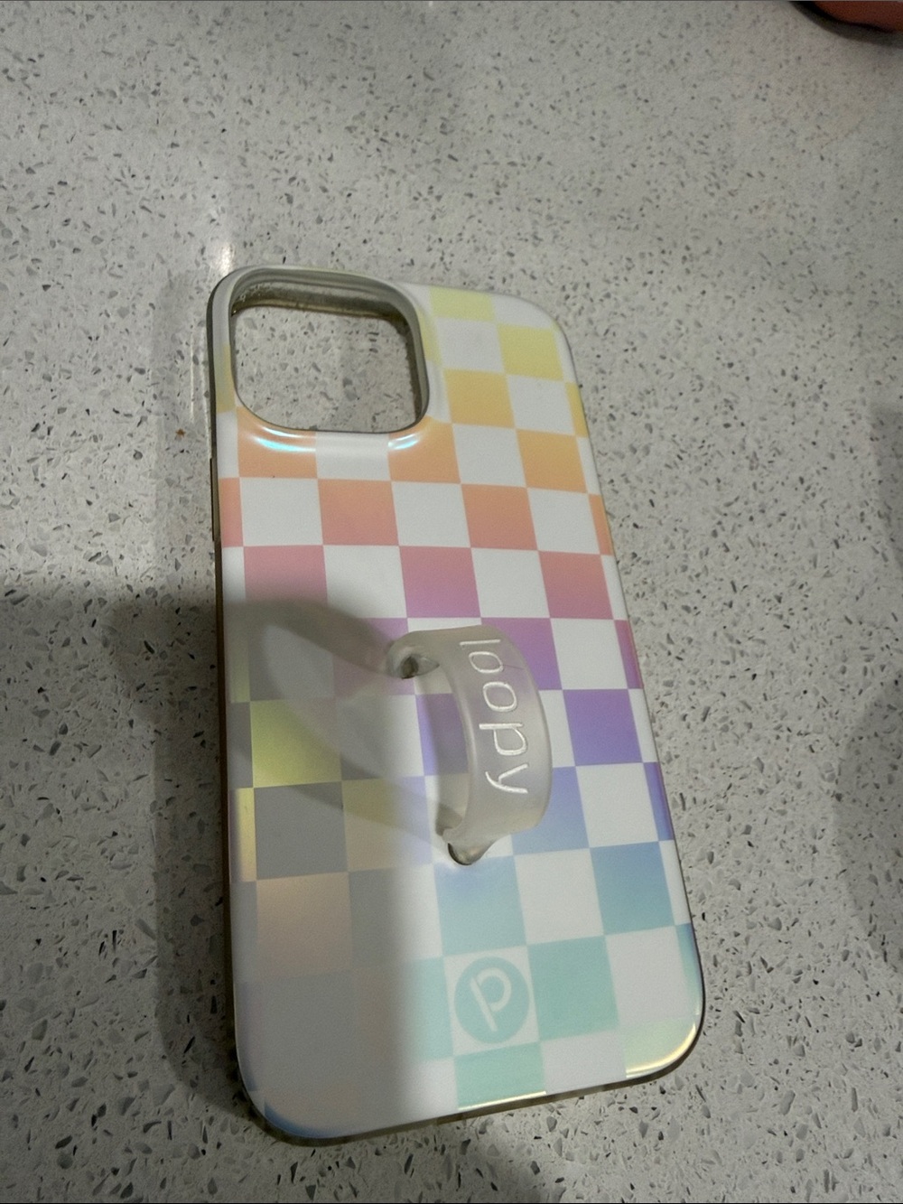 Loopy Case Pastel Checkered Phone Case with Clear Loop